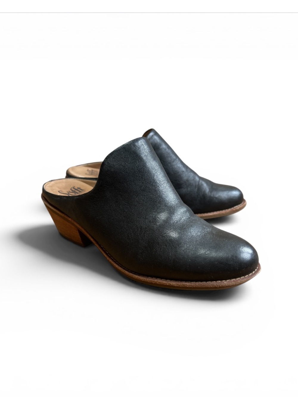 Sofft Ameera Women's Black Leather Mules Sz 9.5